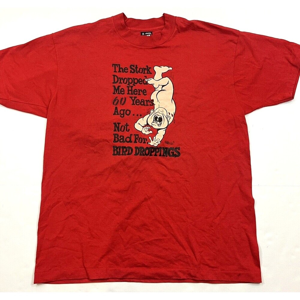 Vintage 90s Funny 60th Birthday Tee T-shirt Made in‎ USA Single Stitch Size XL